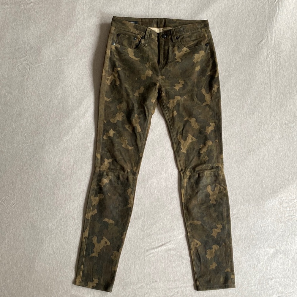 R13 camo printed stretch leather skinny pant
